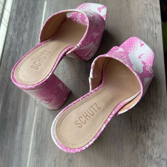 SCHUTZ Pink and White Platform Heels - Picture 4 of 6
